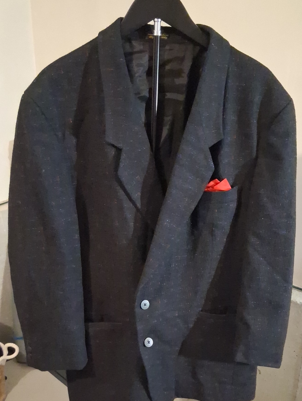 Vintage Triumph ZX Charcoal Sport Coat with Red Pocket Square